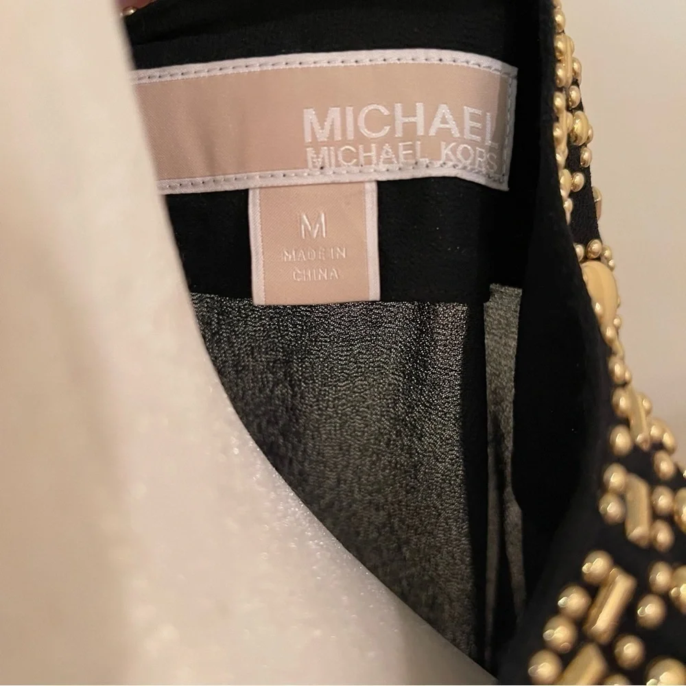 MICHAEL KORS Black Sheer Cover Up Gold Embellished - Picture 2 of 6